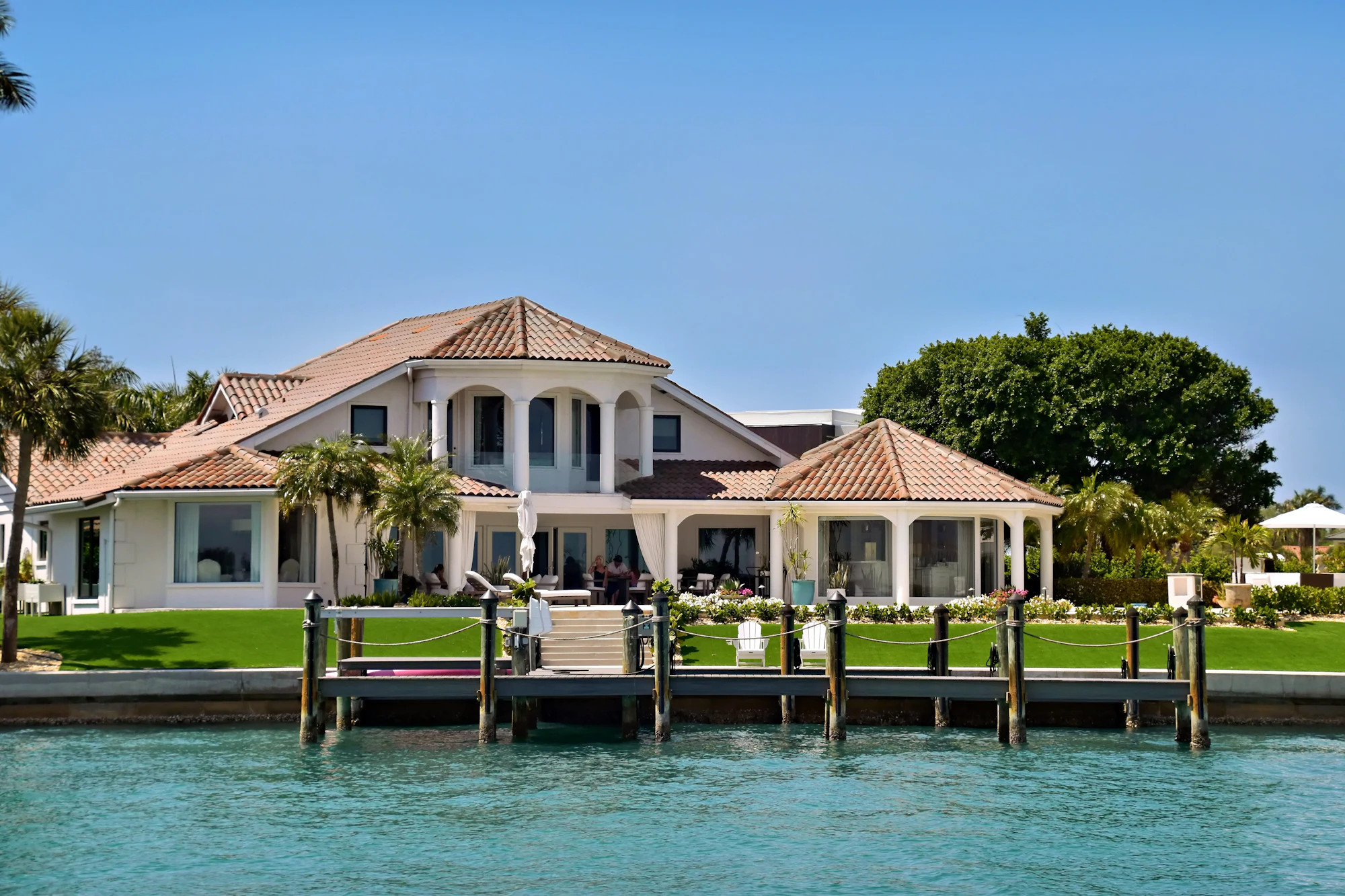 Luxury waterfront home with a private dock on a Florida canal